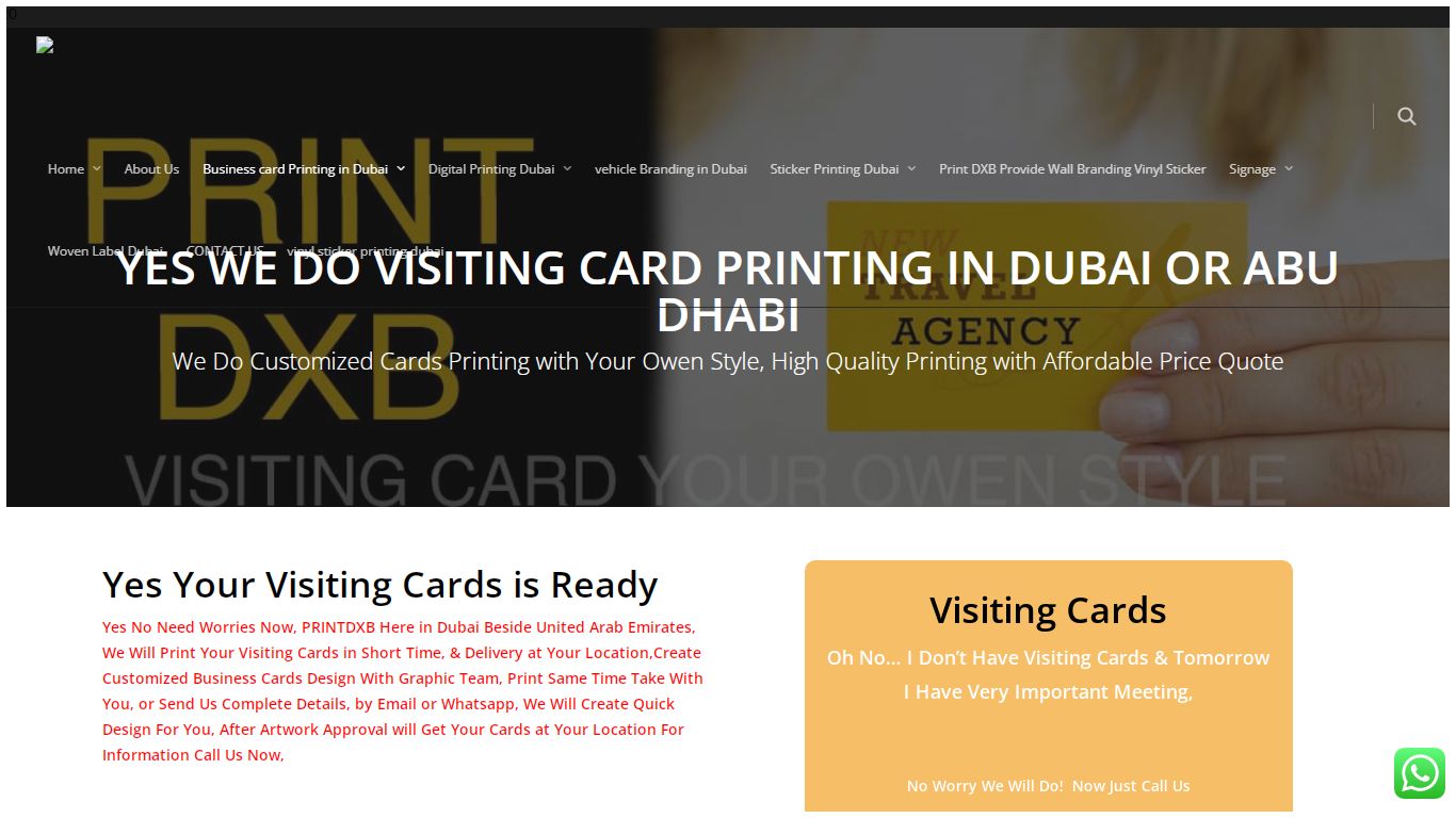 YES WE DO VISITING CARD PRINTING IN DUBAI OR ABU DHABI